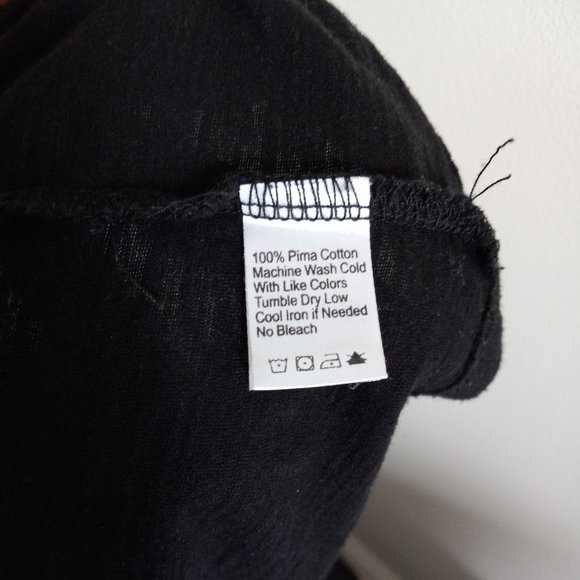 Lilla P Black Pima Cotton Long Sleeve Tee V Neck Ruffle Size S Made in Peru - Picture 12 of 12